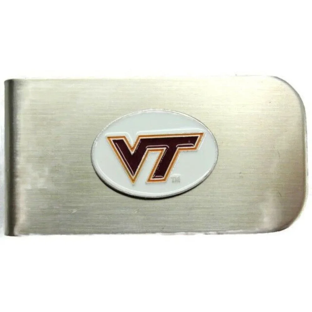 VT Virginia Tech Bottle Cap Opener SilverT Cash Holder Wallet Vintage Money Clip